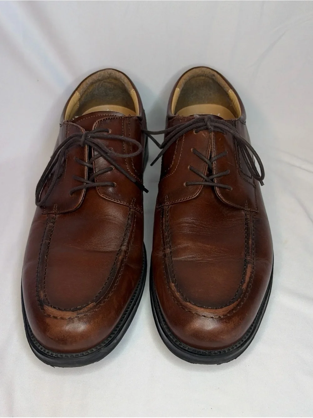Chap’s Men's Brown Leather Lace-Up Dress Shoes